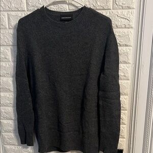 Something Navy Gray Cashmere + Silk Crewneck Sweater Soft Knit